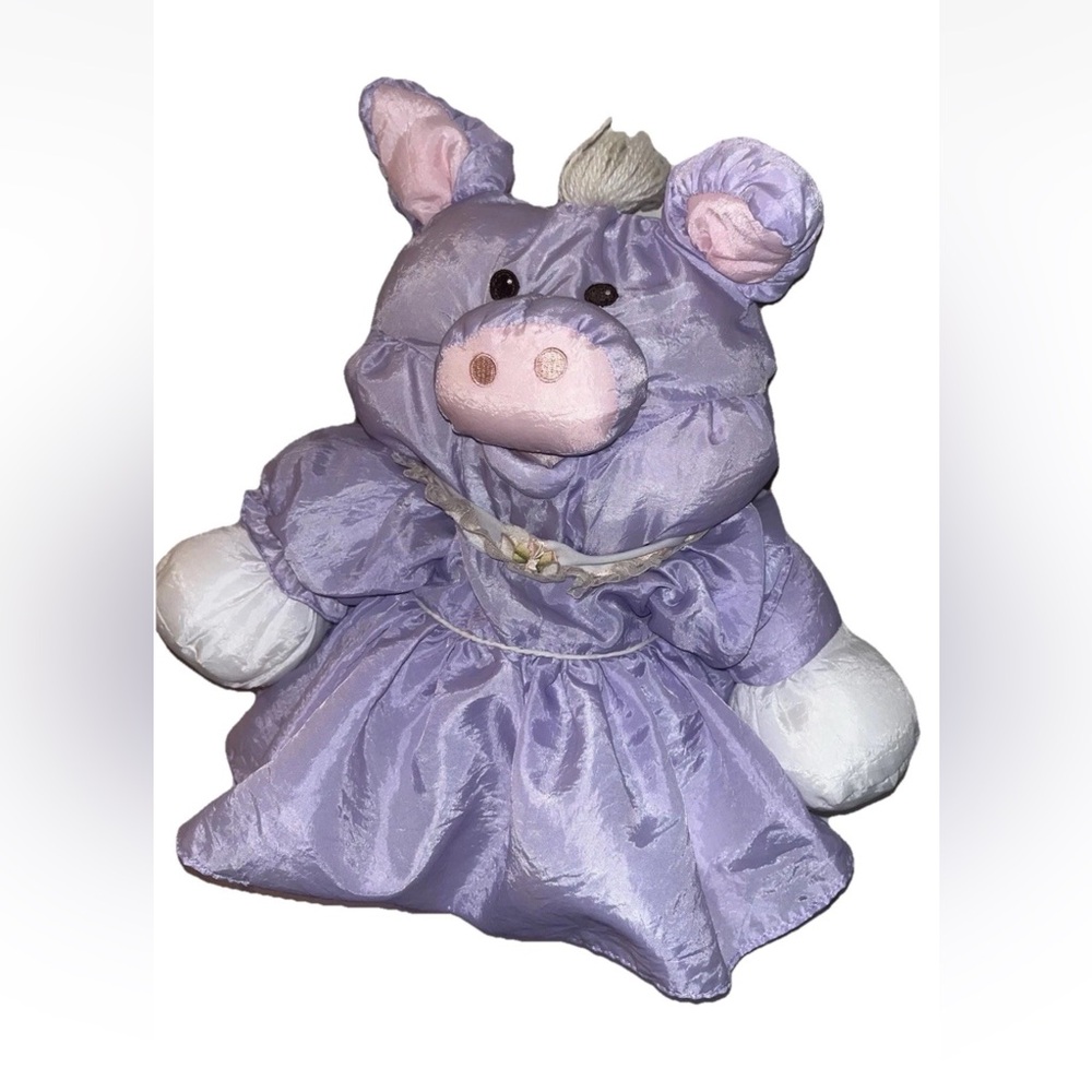 Puffalump 80s Plush Fisher Price Lavender Purple Pig w/ Dress 1987 16” VTG EUC - Picture 3 of 7